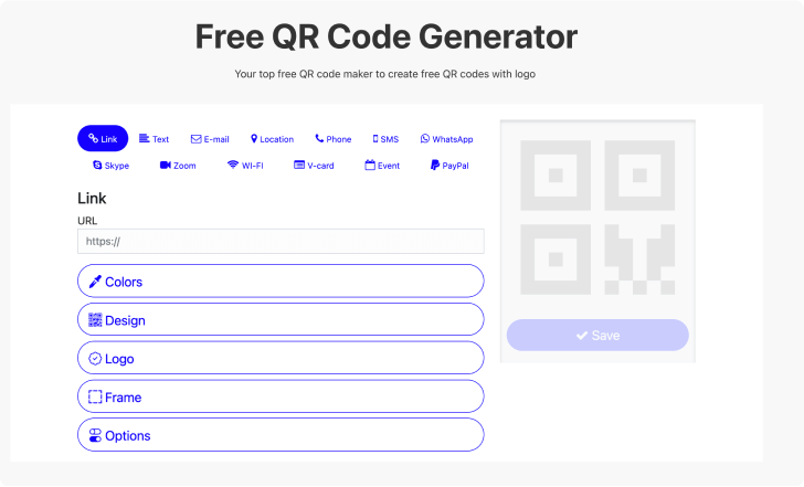 Choose the QR code type